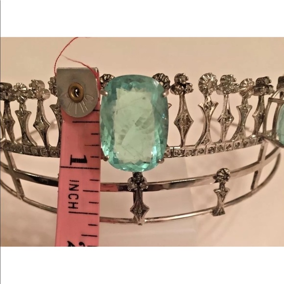 Victorian style 60ct aquamarine diamond SS Tiara - Picture 4 of 8